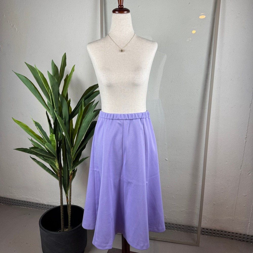Vintage A-Line Midi Skirt Women Size 10A Purple Double Knit Lavender Retro Mod